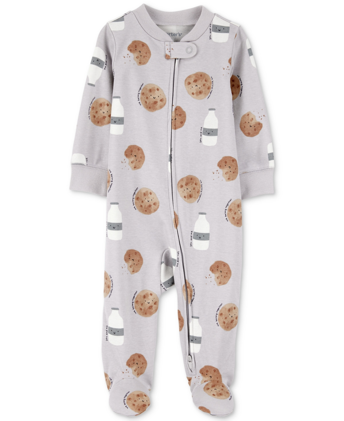 Carter's Baby Cotton Milk & Cookies Sleep & Play Pajamas - Gray/Milk  Cookies | Macy's
