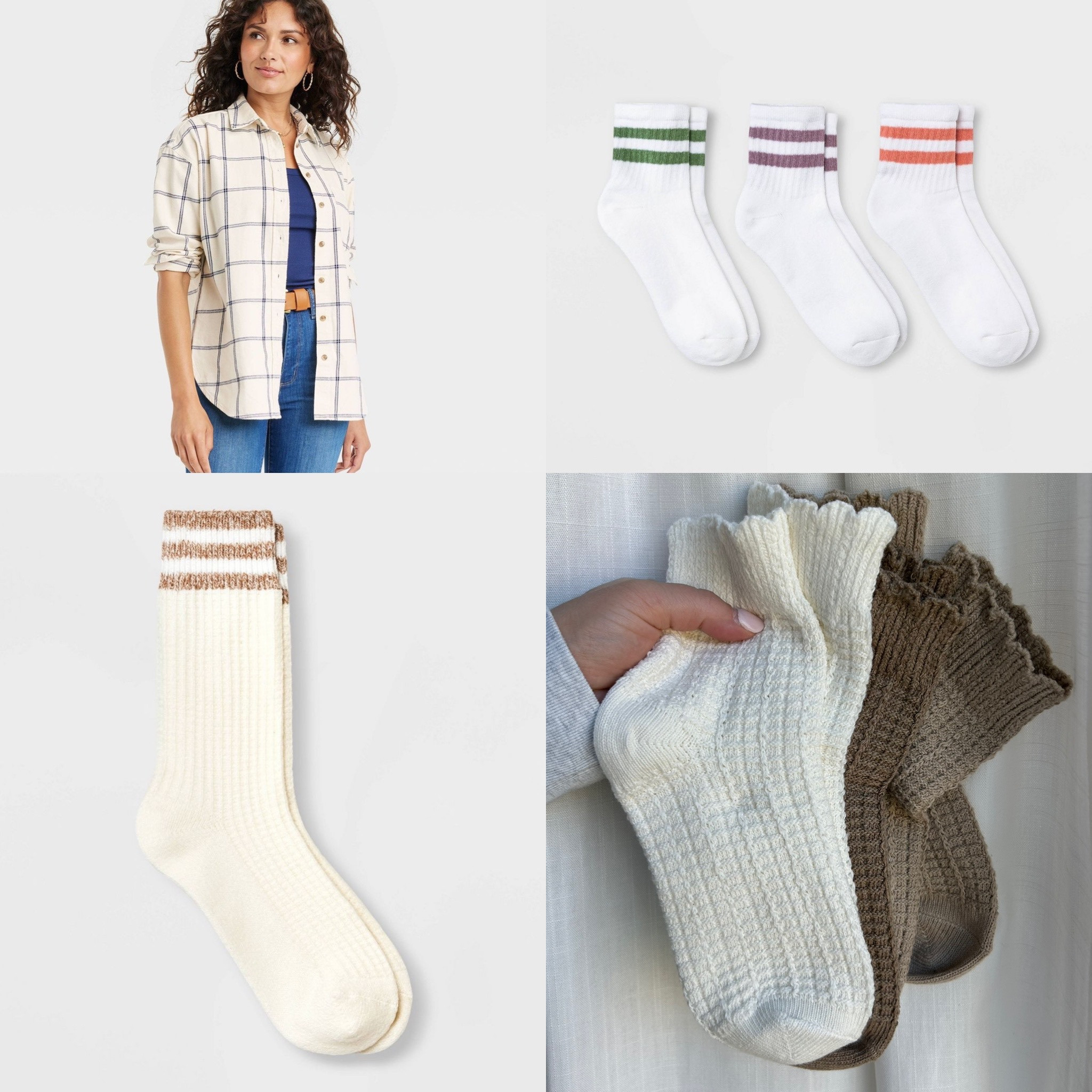 Random women’s clothing target finds! Oversized flannel comes in so many colors and cute and comfy sock packs on sale for about $6 

#LTKmidsize #LTKSeasonal #LTKplussize