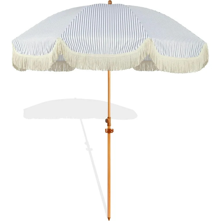 Patio Umbrella with Fringe, Beach Umbrella, Fringe Umbrella Outdoor Patio with Hanging Hook, Tilt... | Walmart (US)
