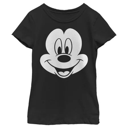 Girl s Disney Mickey Mouse Face Graphic Tee Black X Small | Walmart (US)