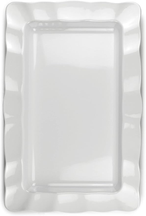 Extreme Consumer Products 22" Rectangular Melamine Scalloped Serving Platter │Outdoor Dining an... | Amazon (US)