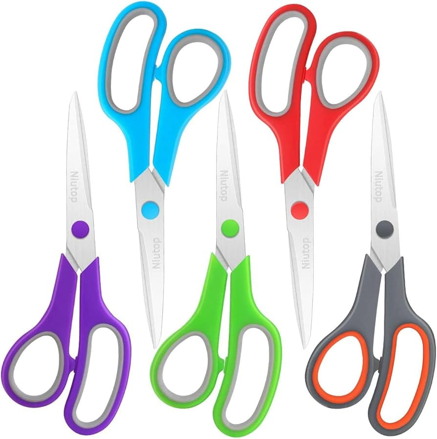 Scissors Bulk Set of 5-Pack, Niutop 8" Multipurpose Sharp Sewing Craft Fabric Scissors for Office... | Amazon (US)