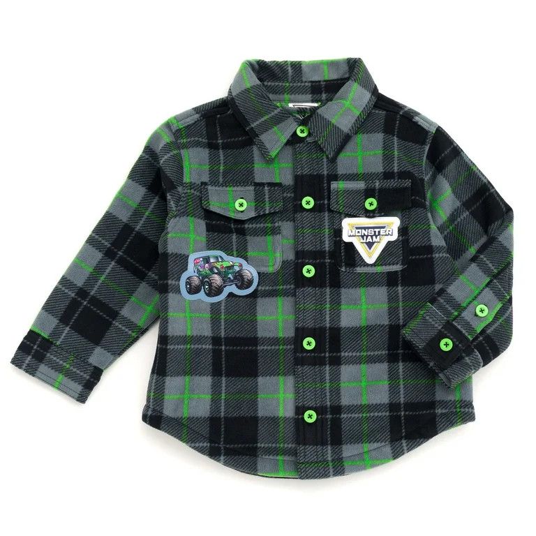 Monster Jam Grave Digger Flannel Shacket Plaid Toddler to Little Kid | Walmart (US)