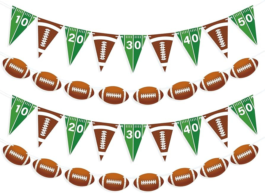 4 Pieces Football Party Decorations, Football Paper Banner with Football Triangle Flags Banner fo... | Amazon (US)