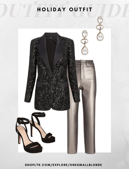 Holiday or New Year’s Eve outfit! 

Black sequin blazer, metallic pants, black heels, & drop earrings.

#LTKSeasonal #LTKHoliday #LTKstyletip