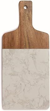 Planche à découper en bois avec poignée en bois, planche à découper en marbre 37 x 16 cm (pl... | Amazon (FR)