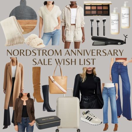 Nordstrom Anniversary Sale! 
My Wish list! 
Long trench coat 
Boots 
Luggage 
Tops 
Mother jeans 
Flat iron 
Olaplex shampoo 
Round large cheese board 
Throw 
Madewell bag 

#LTKFind #LTKxNSale #LTKsalealert