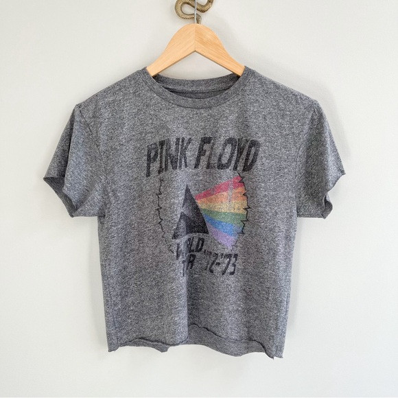 [pink floyd] cropped short sleeve rolled hem crewneck band tee gray L | Poshmark