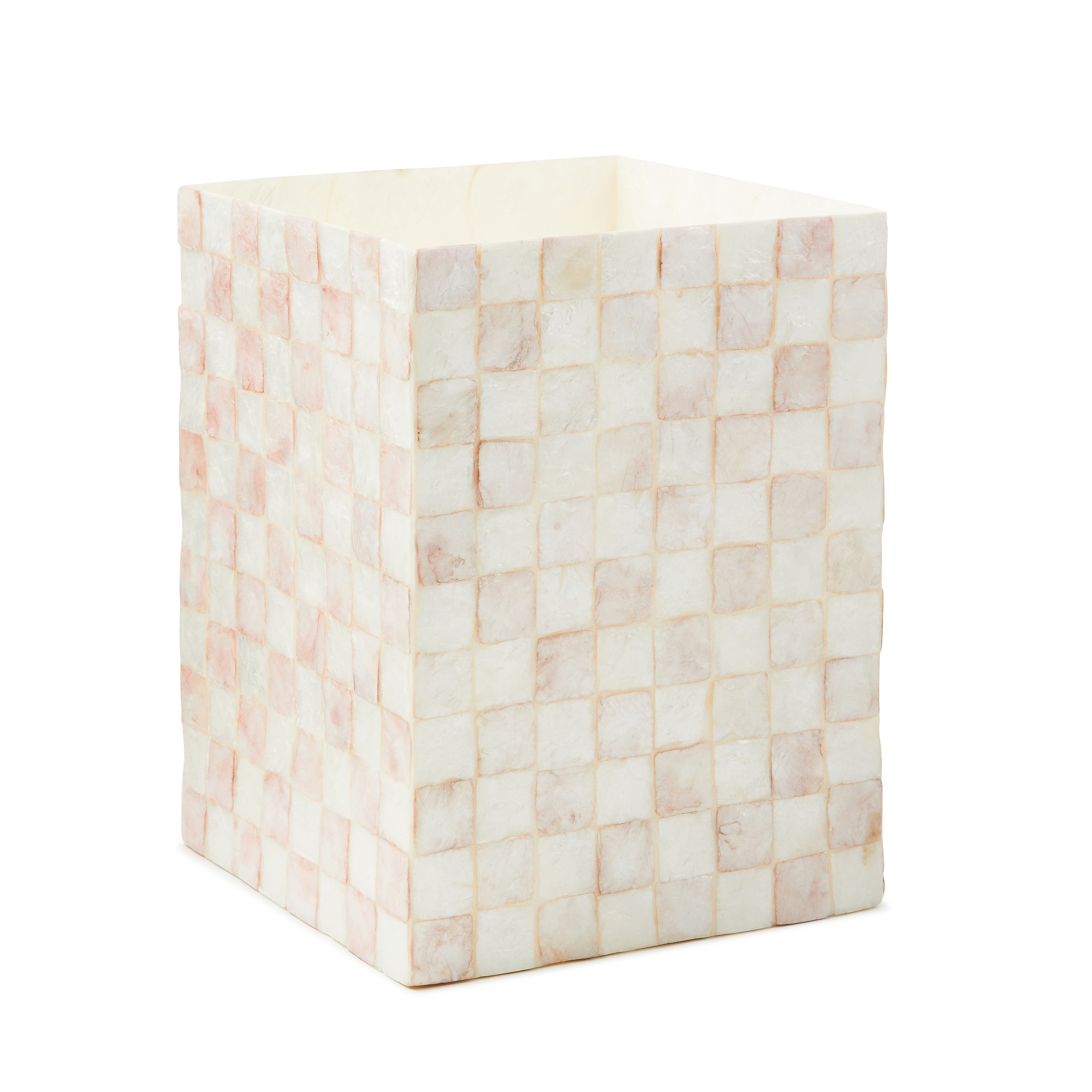 MacKenzie-Childs Rosy Check Capiz Waste Bin