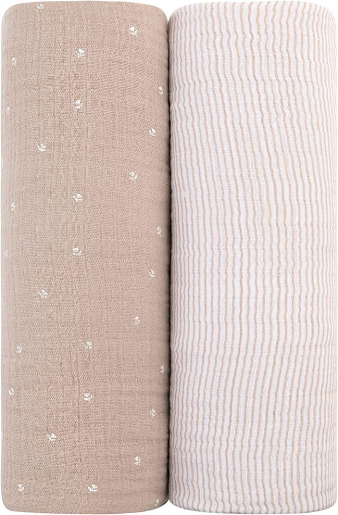 Ely’s &Co. Muslin Swaddle Blanket 2-Pack for Baby Girl — 100% Cotton Muslin Extra-Large Swadd... | Amazon (US)