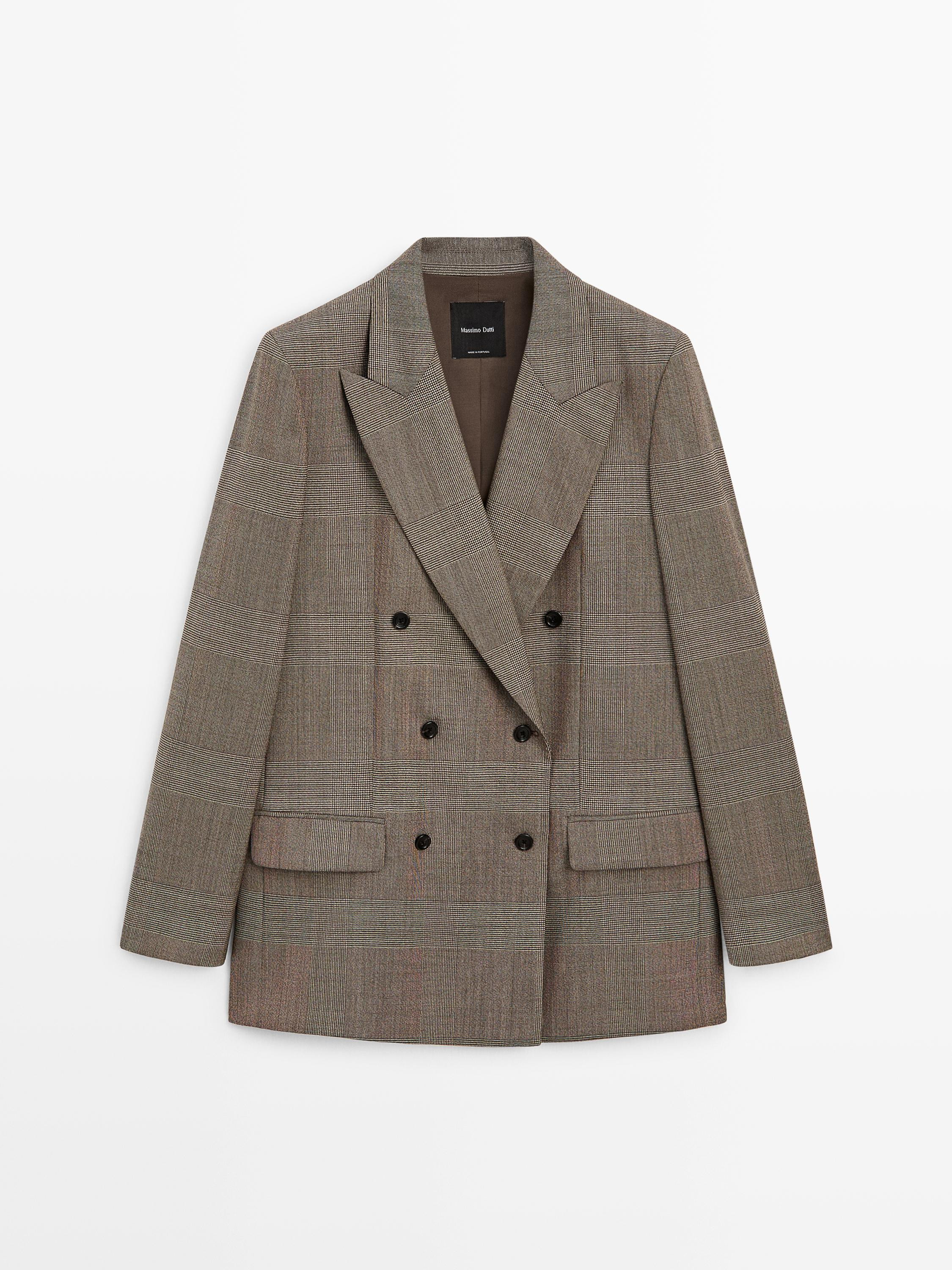 Check wool suit blazer | Massimo Dutti UK
