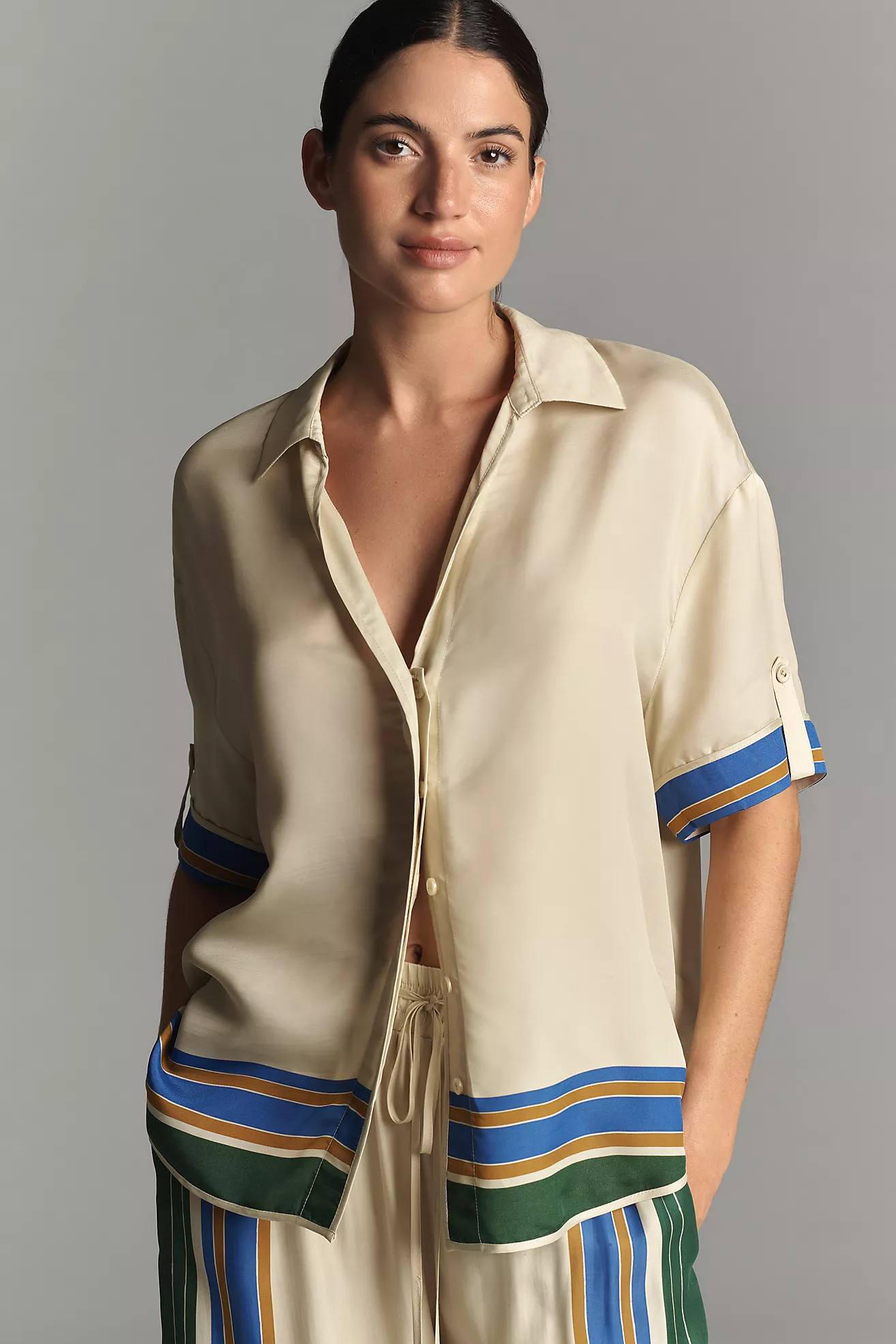 Sancia Laine Short-Sleeve Buttondown Shirt | Anthropologie (US)