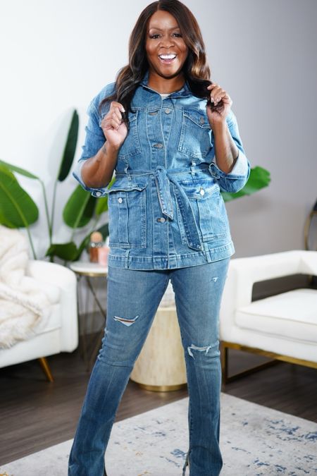 All Denim Outfit! Denim Jacket Small, mid rise med sky scrapper jeans 8  

#LTKover40 #LTKsalealert #LTKSeasonal