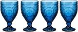 Amazon.com | Fitz and Floyd Trestle Glassware Ornate Goblets, 4 Count (Pack of 1), Indigo: Goblet... | Amazon (US)