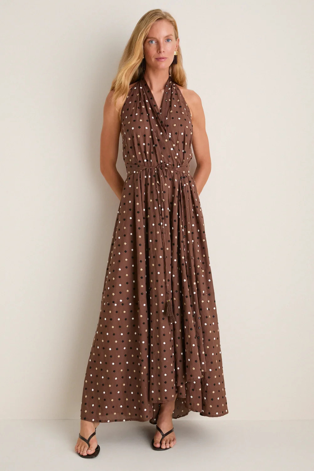 Neapolitan Embroidered Dot Hadley Halter Dress | Tuckernuck (US)