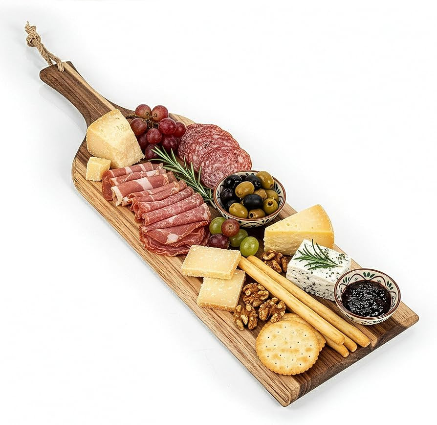 PICNIC TIME Artisan 24" Acacia Charcuterie Board with Raw Wood Edge, Wooden Cutting Board with Ha... | Amazon (US)