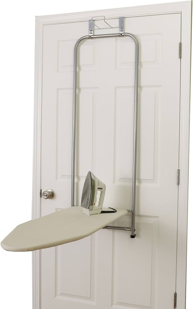 Household Essentials 144222 Over The Door Small Ironing Board with Iron Holder, Natural Cotton Co... | Amazon (US)