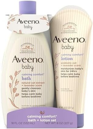 Aveeno Baby Calming Comfort Bath & Body Lotion Set, 2 Items | Soothing Baby Wash & Body Lotion, L... | Amazon (US)