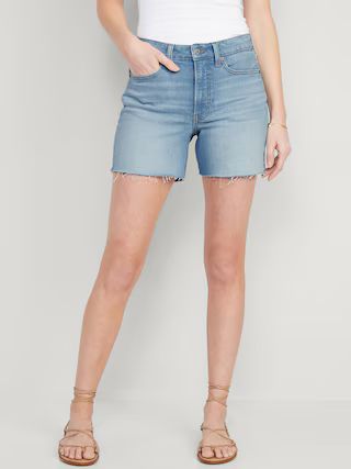 High-Waisted OG Straight Cut-Off Jean Shorts for Women -- 5-inch inseam | Old Navy (US)