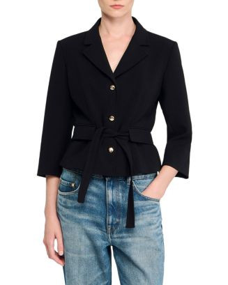Cropped Tailored Belted Waist Jacket | Bloomingdale's (AU)