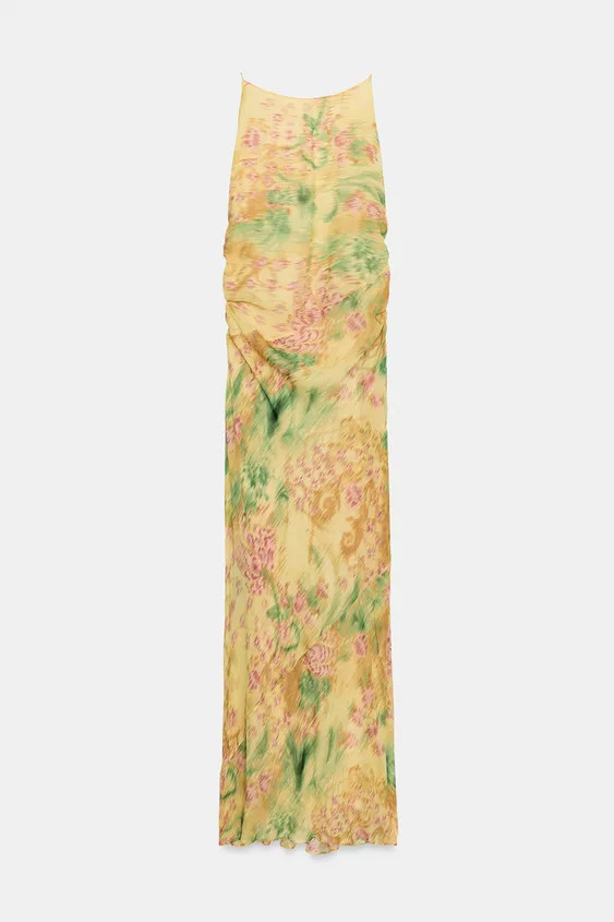 ZARA WOMAN COLLECTION. Dress made from a viscose blend fabric. Features a straight neckline, thin... | Zara UK