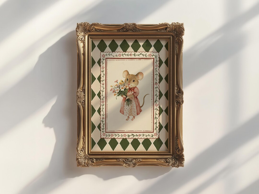 Whimsical Mouse Art Print | Printable Wall Art, Digital Download | Etsy (US)