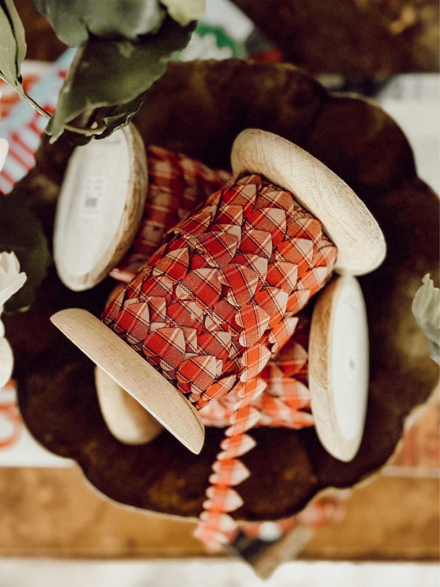 Here’s an easy Christmas decorating idea…place spools of ribbon in a bowl and place on a shelf, coffee table, or side table. So cozy! #anthropologie

#LTKHome #LTKSeasonal