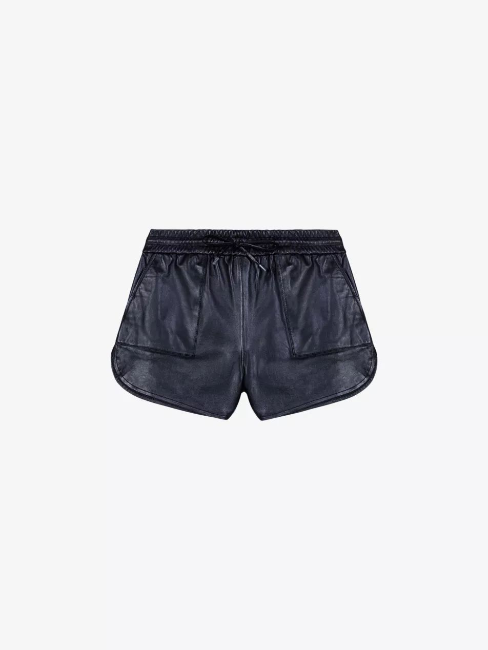 High-rise elasticated-waist leather shorts | Selfridges