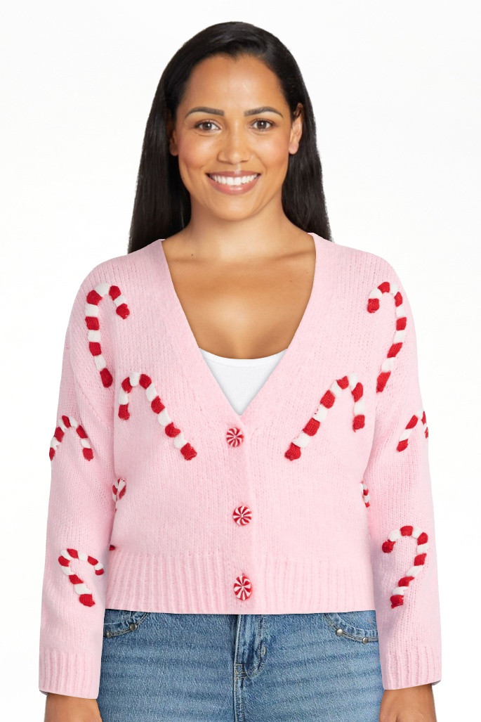 No Boundaries Embroidered Christmas Cardigan, Women's & Women's Plus | Walmart (US)
