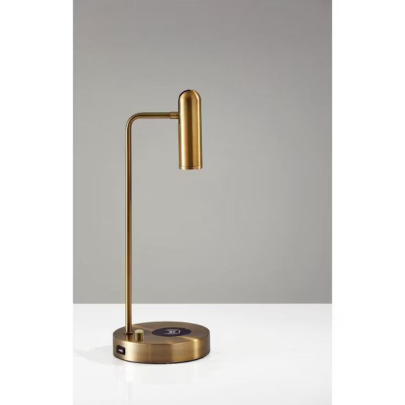 16.5" Wireless Charging Table Lamp (Includes LED Light Bulb) Antique Brass - Adesso | Target