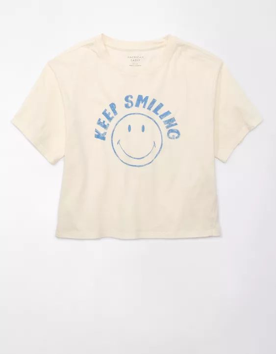 AE Cropped Smiley Graphic T-Shirt | American Eagle Outfitters (US & CA)