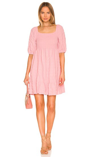 Square Neck Smocked Dress in Cherry Blossom | Revolve Clothing (Global)