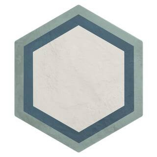 Dash Deco Ocean Cielo 8.5 in. x 0.35 in. Matte Hexagon Porcelain Floor and Wall Tile Sample | The Home Depot