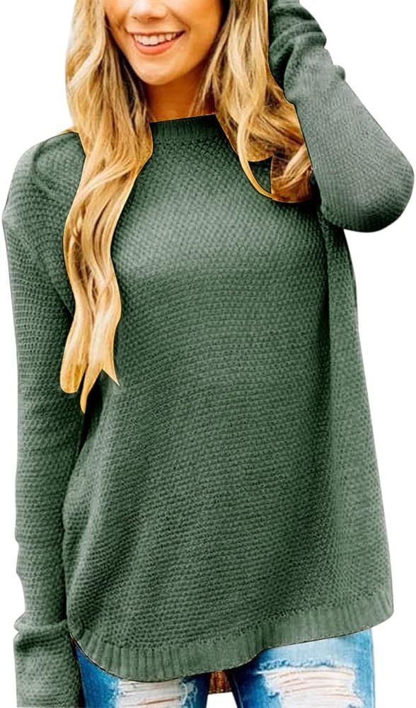 LEANI Women’s 2024 Long Sleeve Crew Neck Pullover Sweater Loose Casual Soft Knit Jumper Tops | Amazon (US)