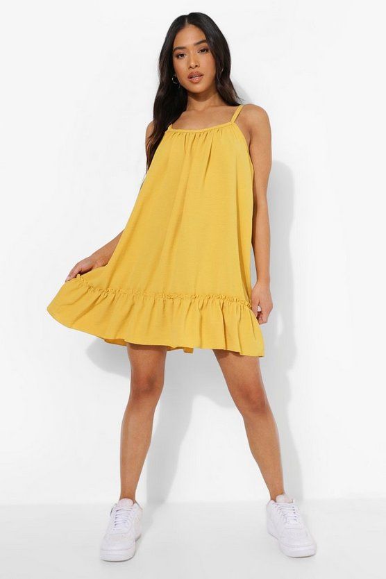 Petite Linen Look Cami Swing Dress | Boohoo.com (US & CA)