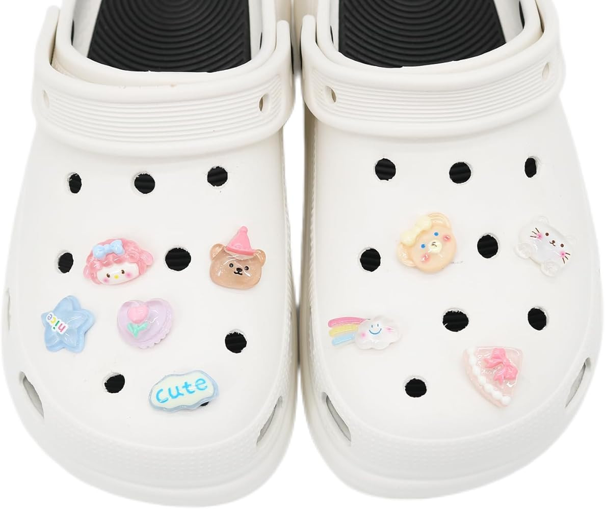 6-26Pcs Unisex-Adult Cute Shoe Decoration Charms for Crocs Sandals, 3D Resin Cartoon Flower Pearl... | Amazon (US)