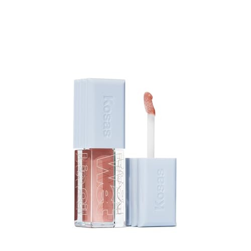 Kosas Wet Lip Oil Gloss - Hydrating Lip Plumping Treatment with Hyaluronic Acid & Peptides, Non-Sticky Finish (Unhooked) | Amazon (US)
