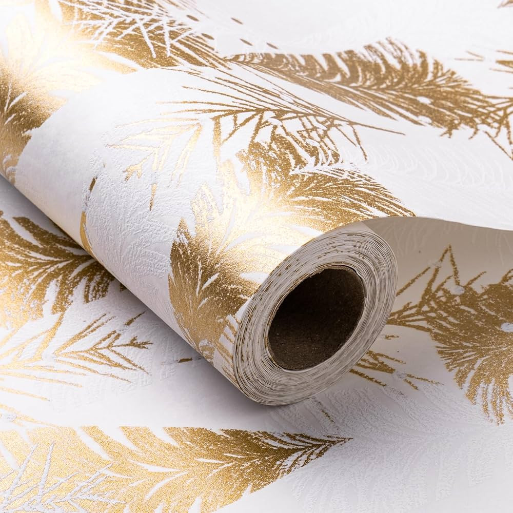 RUSPEPA Christmas Wrapping Paper Roll - Mini Roll - White and Gold Christmas Tree Pattern Great f... | Amazon (US)