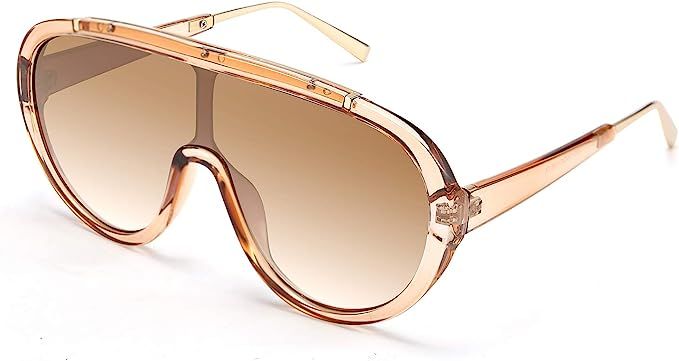 FEISEDY Oversized One Piece Sunglasses Women Men Fahion Siamese Lenses Retro Design B2580 | Amazon (US)