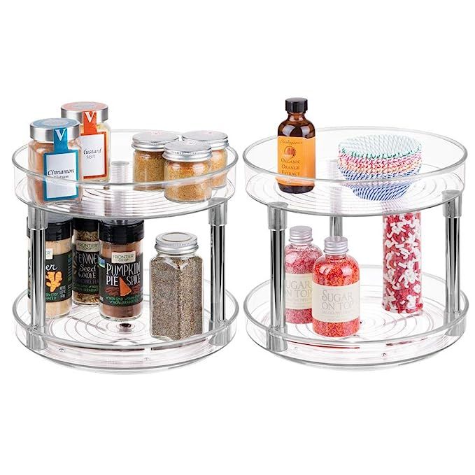 mDesign 2 Tier Lazy Susan Turntable Food Storage Container for Cabinets, Pantry, Fridge, Countert... | Amazon (US)