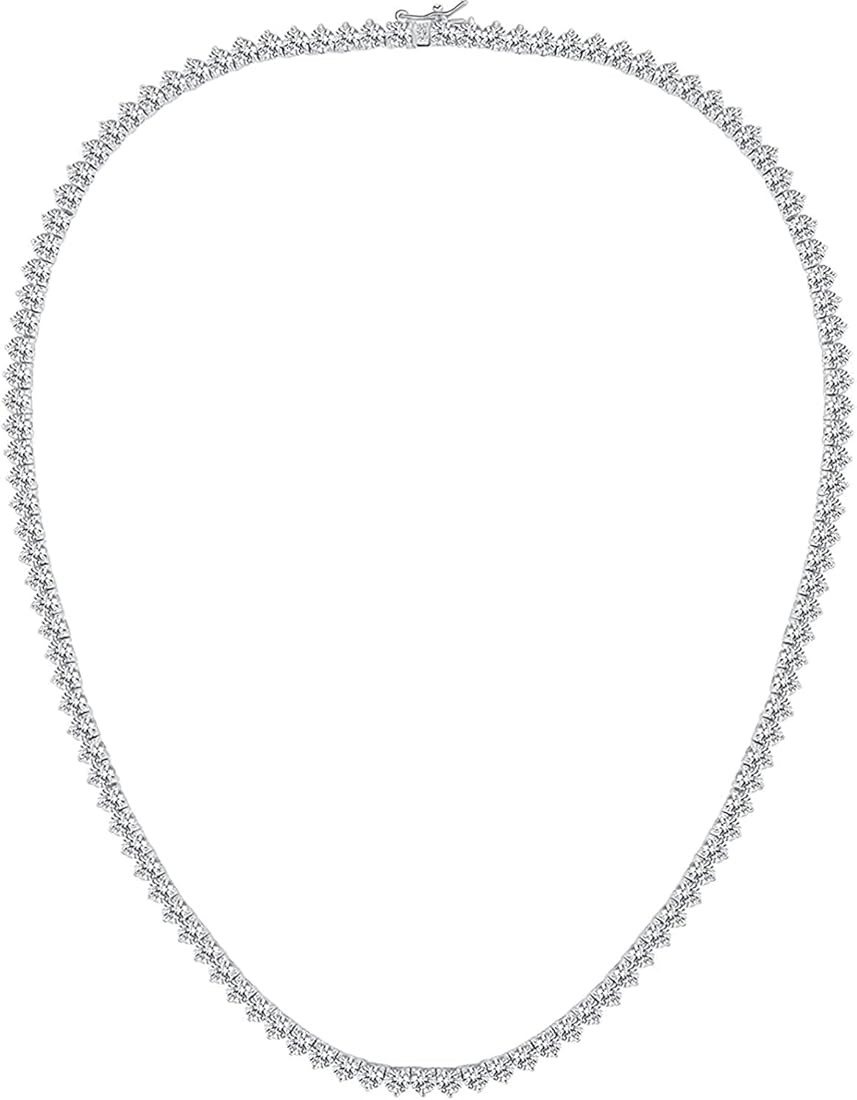 GMESME 3 Prong 18K White Gold Plated Cubic Zirconia Classic Tennis Necklace (16-24inch) | Amazon (US)