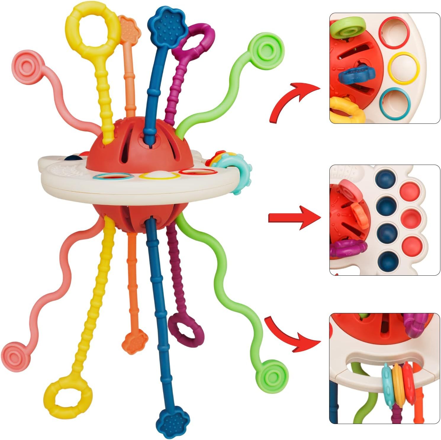 Tiyol Montessori Toys for 1+ Year Old, Food Grade Silicone Pull String Activitys, Developmental P... | Amazon (US)
