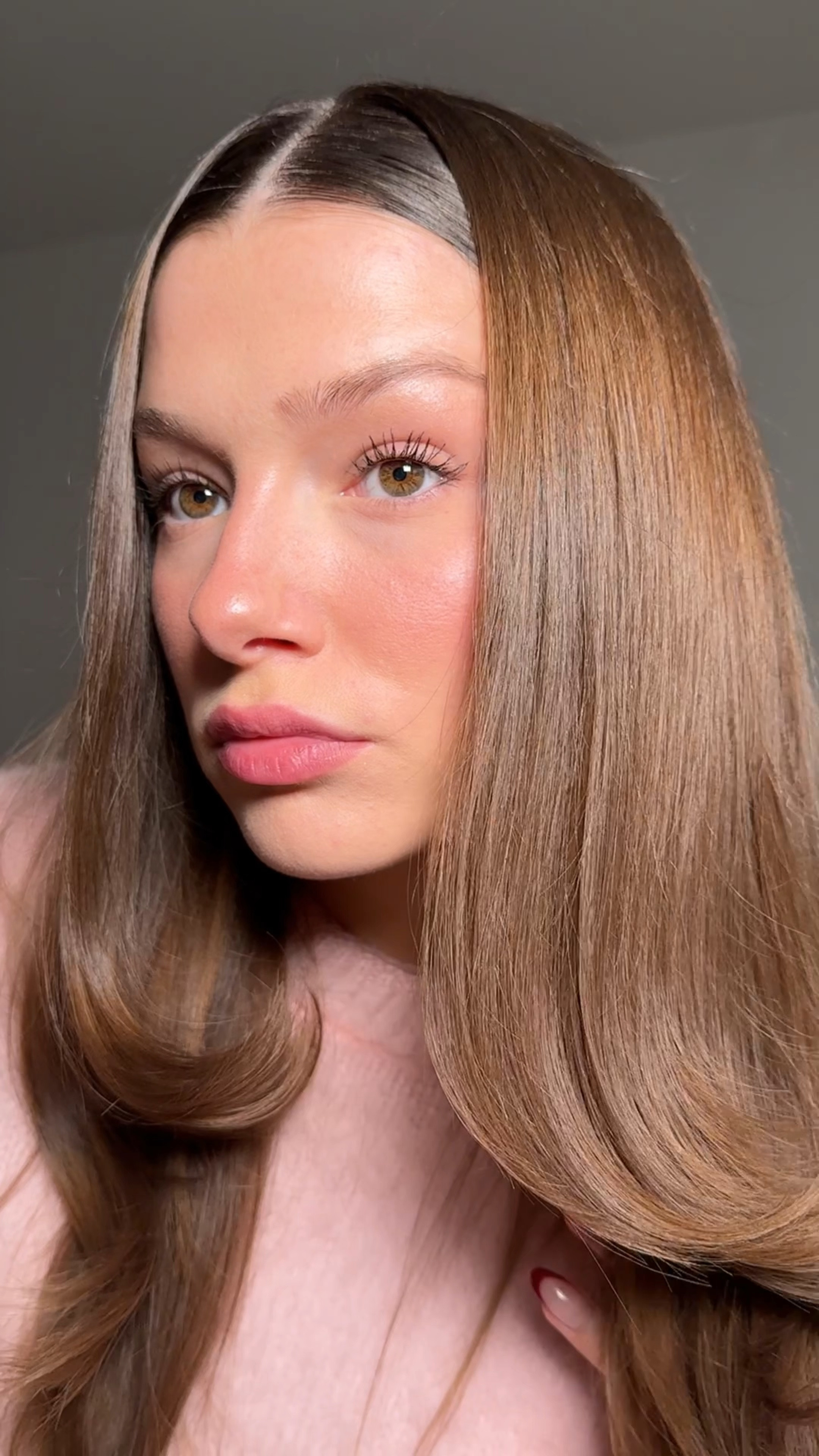 ad | something a little different from me !! a slick middle part using mermade hair wax stick, gel wand and styling brush !! such a sophisticated, cute look for the holidays 🎀🫶🏻🩰