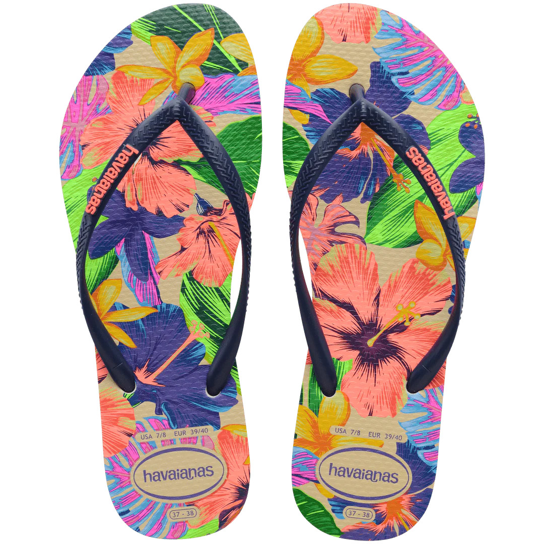 Women's Slim Floral Neon Flip Flops White | Havaianas | Havaianas