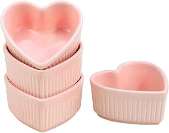 Sizikato Heart-Shaped Porcelain Souffle Dishes, Ramekins - 3.5 Inches for Souffle, Creme Brulee a... | Amazon (US)