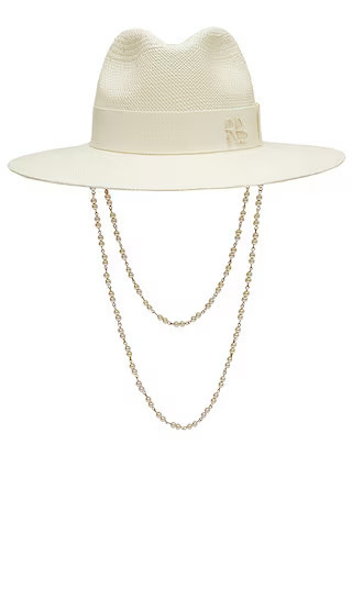 Ruslan Baginskiy Double Chain Strap Fedora Hat in White. - size XL | Revolve Clothing (Global)