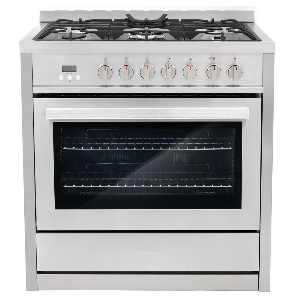 Commercial-Style 36 in. 3.8 cu. ft. Single Oven Dual Fuel Range with 8 Function Convection Oven i... | The Home Depot