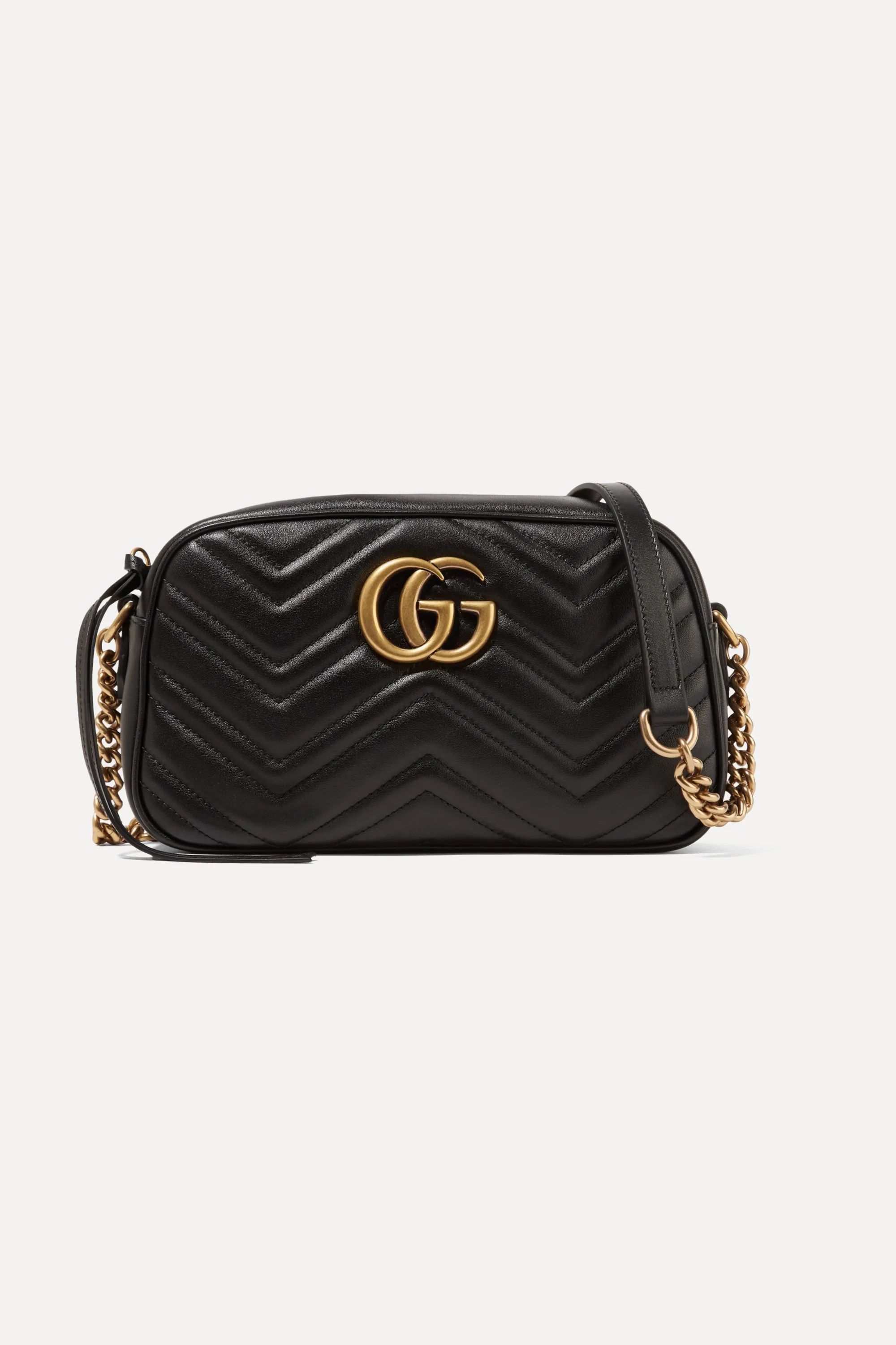 Black GG Marmont Camera small quilted leather shoulder bag | Gucci | NET-A-PORTER | NET-A-PORTER (US)