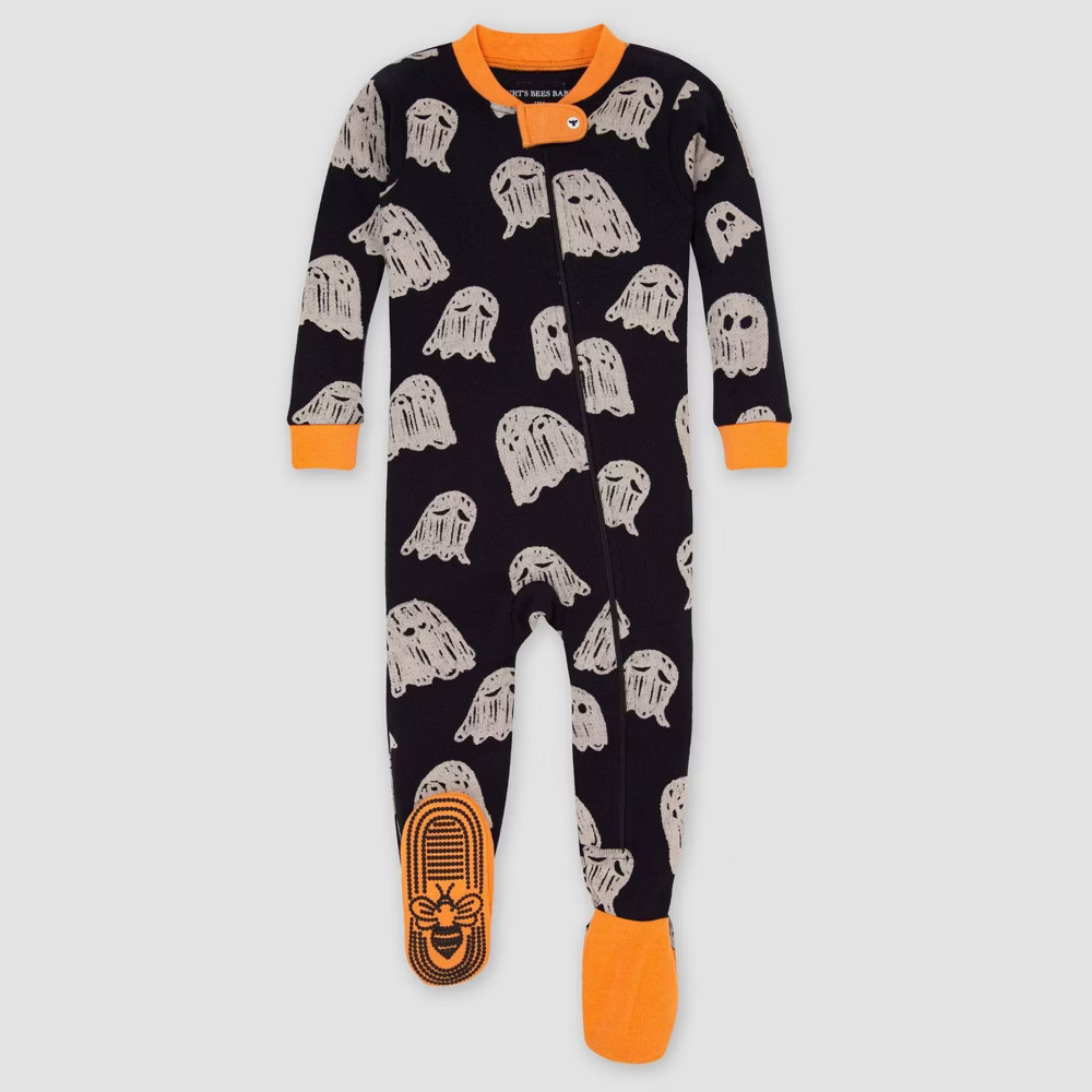 Burt's Bees Baby Baby Gleeful Ghosts Footed Pajama - Orange 18M | Target