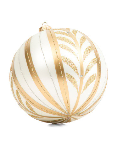 Handcrafted In Poland Oversized Glass Ornament With Stripes | TJ Maxx
